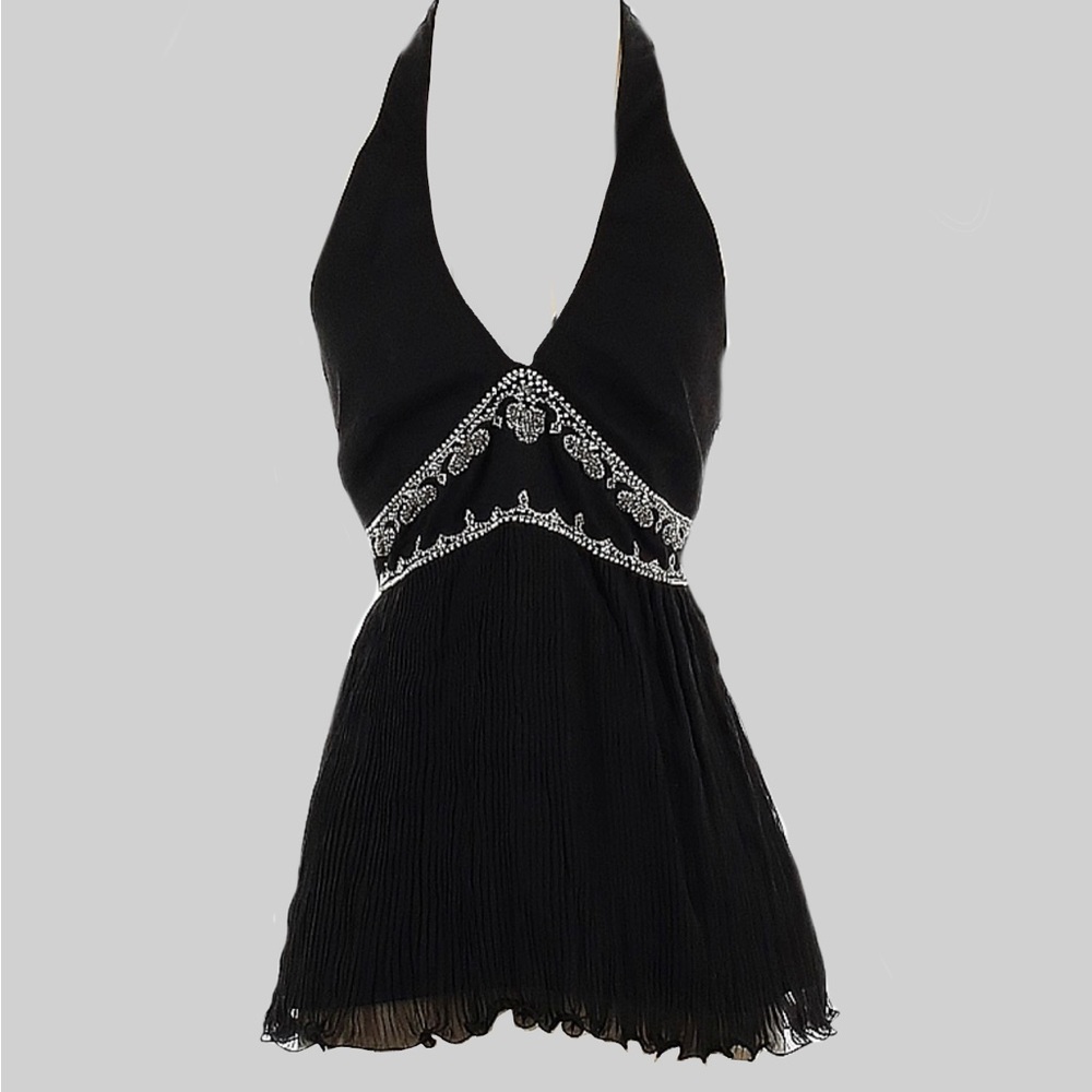 Black Backless Pearl Shirt Dress - Laundry by Shelli Segal